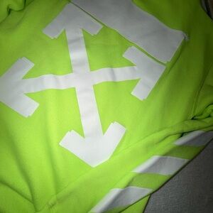 Off-White Neon Green Hoodie with White Arrows
